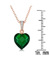 Genevive Sterling Silver Cubic Zirconia Heart shape Necklace