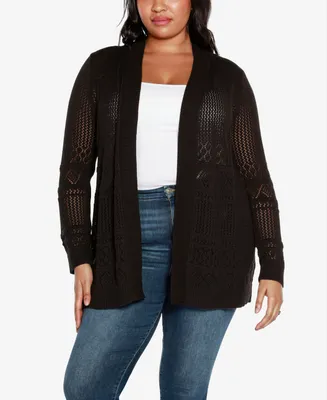 Belldini Plus Pointelle Open Cardigan Sweater