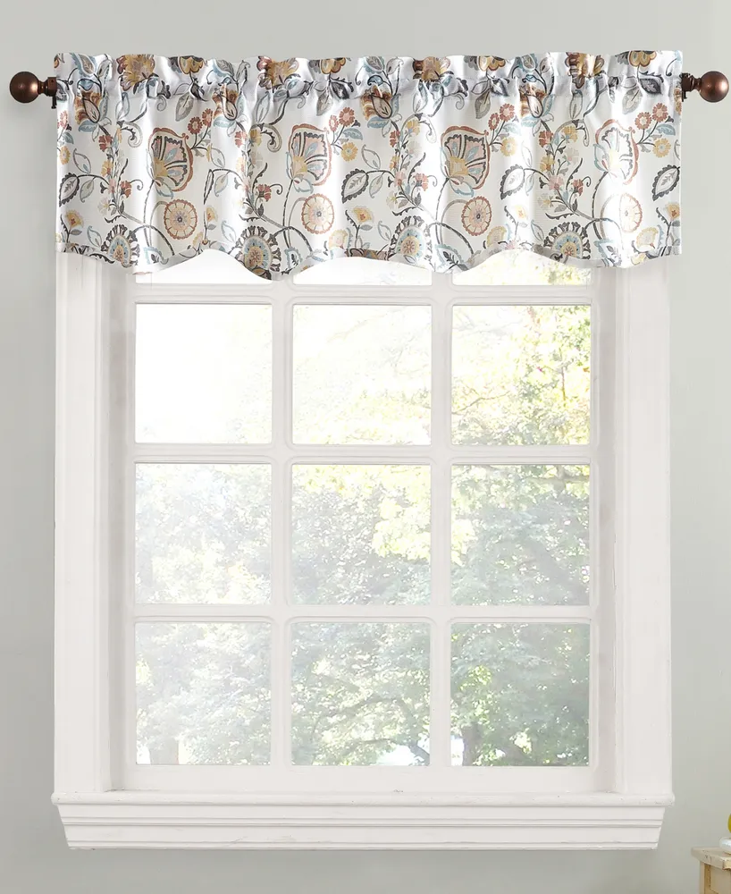 No. 918 Signy Jacobean Pattern Semi-Sheer Rod Pocket Kitchen Curtain Valance, 54" x 14"