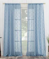 No. 918 Tina Geometric Clipped Semi-Sheer Rod Pocket Single Curtain Panel, 50" x 96"