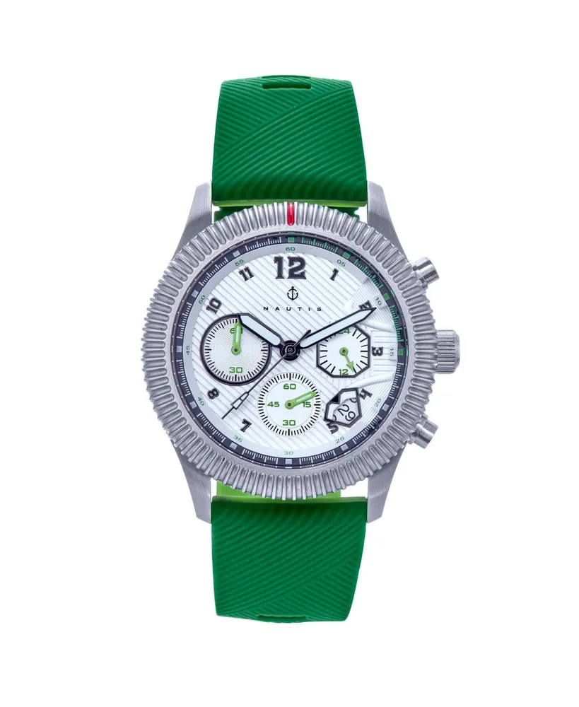 Nautis Men Meridian Rubber Watch - Green, 42mm