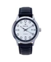 Heritor Automatic Men Bradford Leather Watch - Silver & Black, 43mm