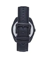 Heritor Automatic Men Roman Leather Watch - Black, 46mm