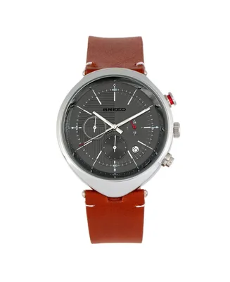 Breed Men Tempest Leather Watch - Brown/Grey, 43mm