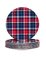 Certified International Patriotic Plaid Melamine Salad Plate, Set of 6