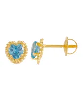 Children's Cubic Zirconia Heart Stud Earrings 14k Gold