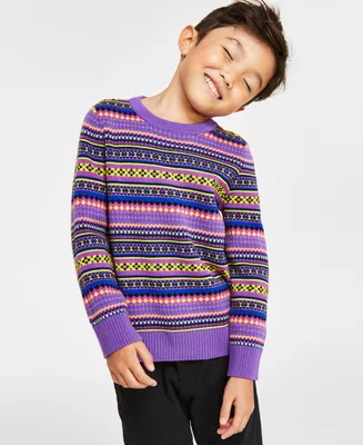 Holiday Lane Little Boys Bright Stripe Fair Isle Sweater, Created for Macy's