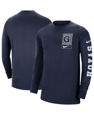 Men's Nike Navy Georgetown Hoyas Seasonal Max90 2-Hit Long Sleeve T-shirt