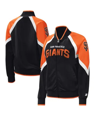 Women's Starter Black San Francisco Giants Touchdown Raglan Full-Zip Track Jacket