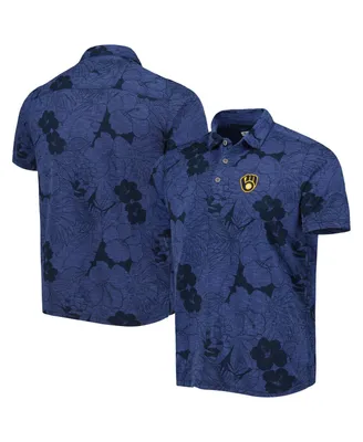 Men's Tommy Bahama Navy Milwaukee Brewers Miramar Blooms Polo Shirt