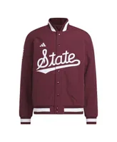 Men's adidas Maroon Mississippi State Bulldogs Baseball Coaches Full-Snap Jacket