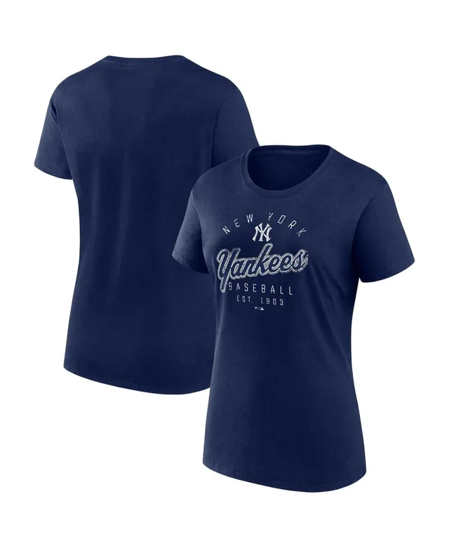 Women's Fanatics Branded Navy/White New York Yankees True Classic League Diva Pinstripe Raglan V-Neck T-Shirt