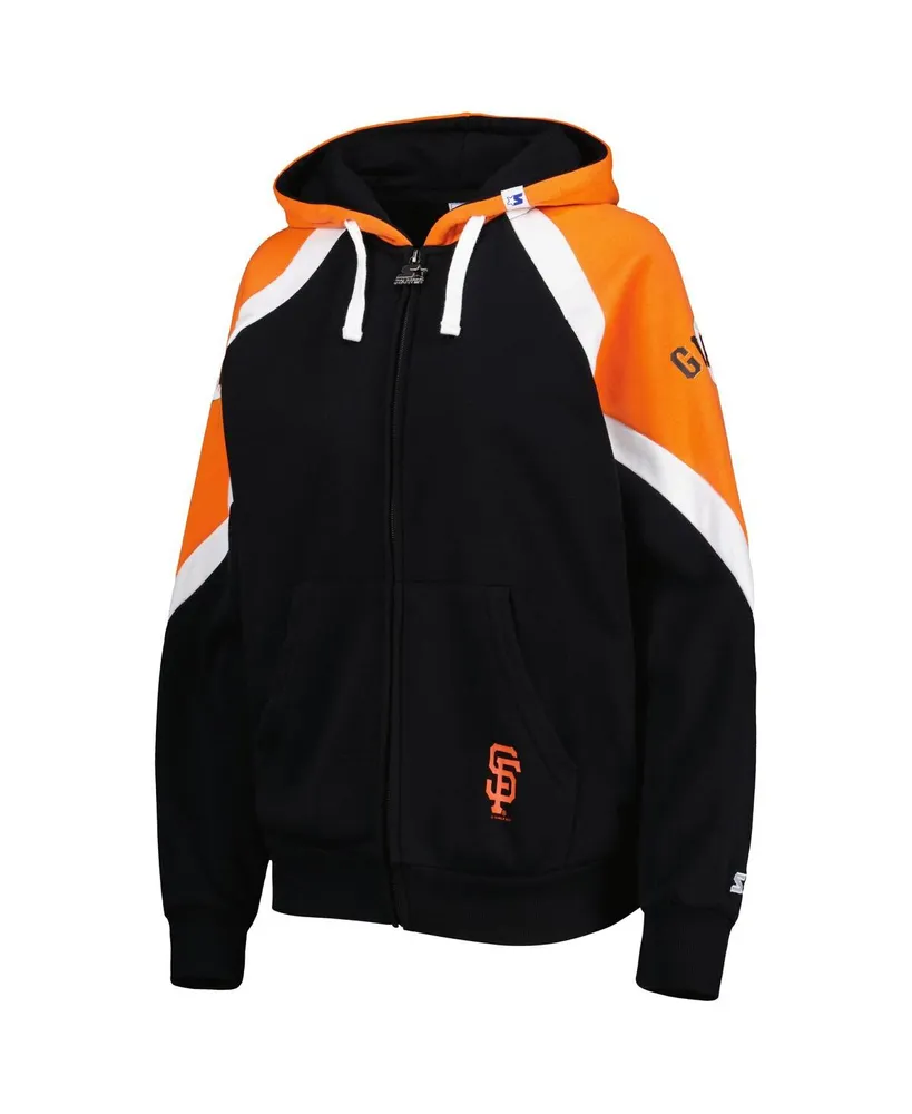 Women's Starter Black, Orange San Francisco Giants Hail Mary Full-Zip Hoodie