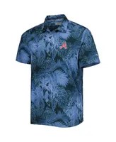 Men's Tommy Bahama Blue Atlanta Braves Coast Luminescent Fronds IslandZone Button-Up Camp Shirt