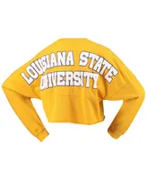 Women's Gold Lsu Tigers Laurels Crop Long Sleeve T-shirt