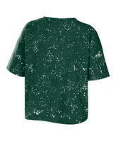 Women's Wear by Erin Andrews Green Oakland Athletics Notch Neck Tie-Dye T-shirt