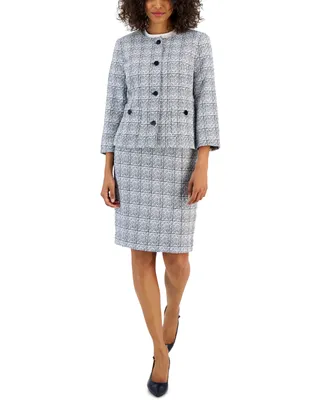 Nipon Boutique Women's Tweed Button-Front Jacket & Pencil Skirt Suit