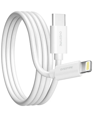Overtime Apple MFi Certified iPhone 13/12/11 6ft Charging Cable | Usb Type C to Lightning Cable for iPhone - White
