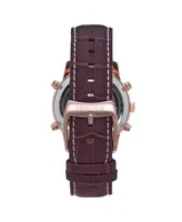 Heritor Automatic Men Wilhelm Leather Watch - Brown/Rose Gold, 42mm