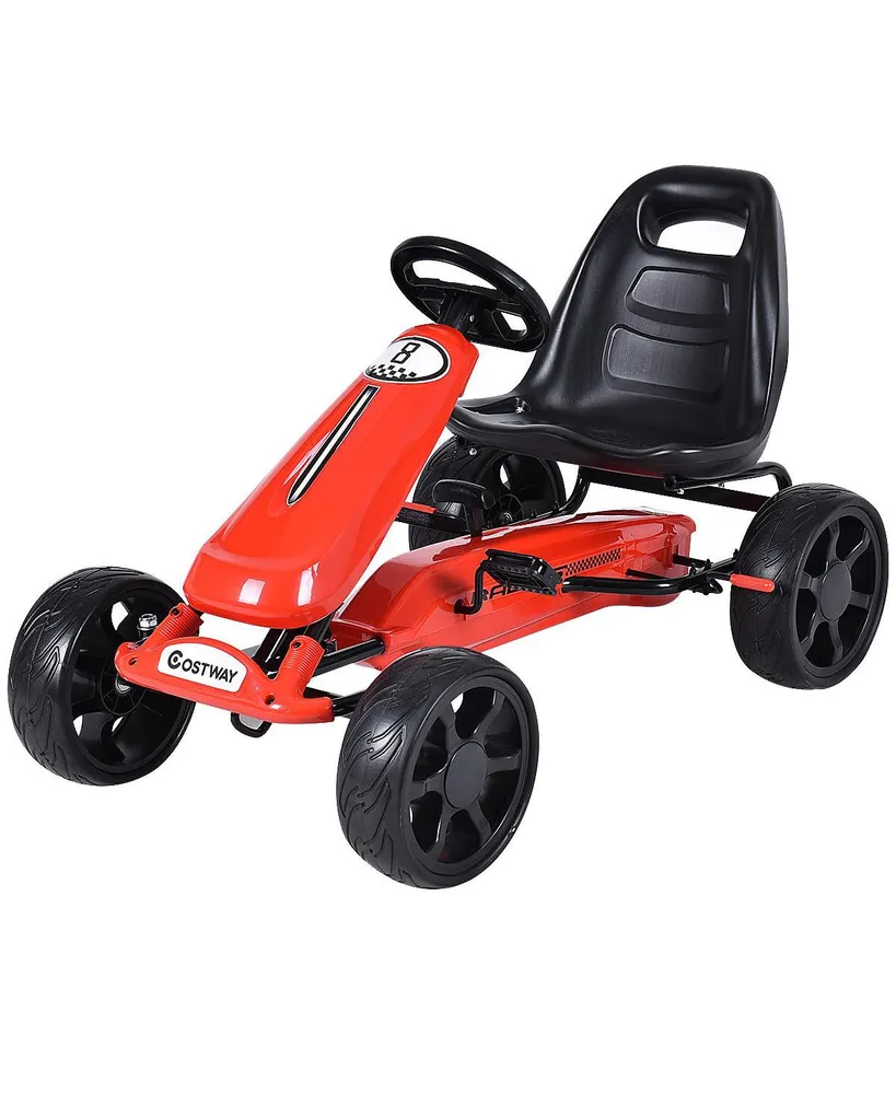 Costway Xmas Gift Go Kart Kids Ride On Car Pedal Powered Car 4 Wheel Racer Toy Stealth Outdoor