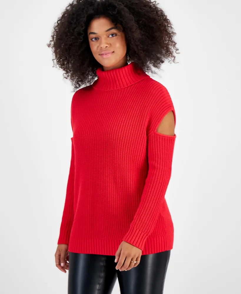 Bar Iii Women's Turtleneck Cutout Sweater, Created for Macy's