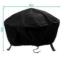 Round Outdoor Fire Pit Cover - Weather-Resistant Heavy-Duty Pvc with Drawstring Closure - Black