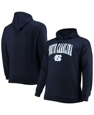Men's Champion Navy North Carolina Tar Heels Big and Tall Arch Over Logo Powerblend Pullover Hoodie