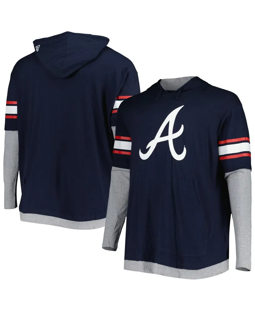 Men's New Era Navy Atlanta Braves Big and Tall Twofer Pullover Hoodie