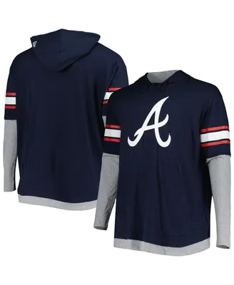 Men's New Era Navy Atlanta Braves Big and Tall Twofer Pullover Hoodie