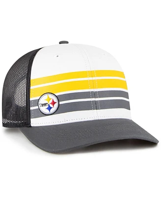 Big Boys and Girls '47 Brand White, Charcoal Pittsburgh Steelers Cove Trucker Snapback Hat