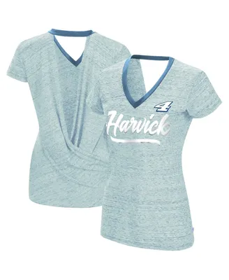 Women's Touch Heather Powder Blue Kevin Harvick Halftime Back Wrap T-shirt