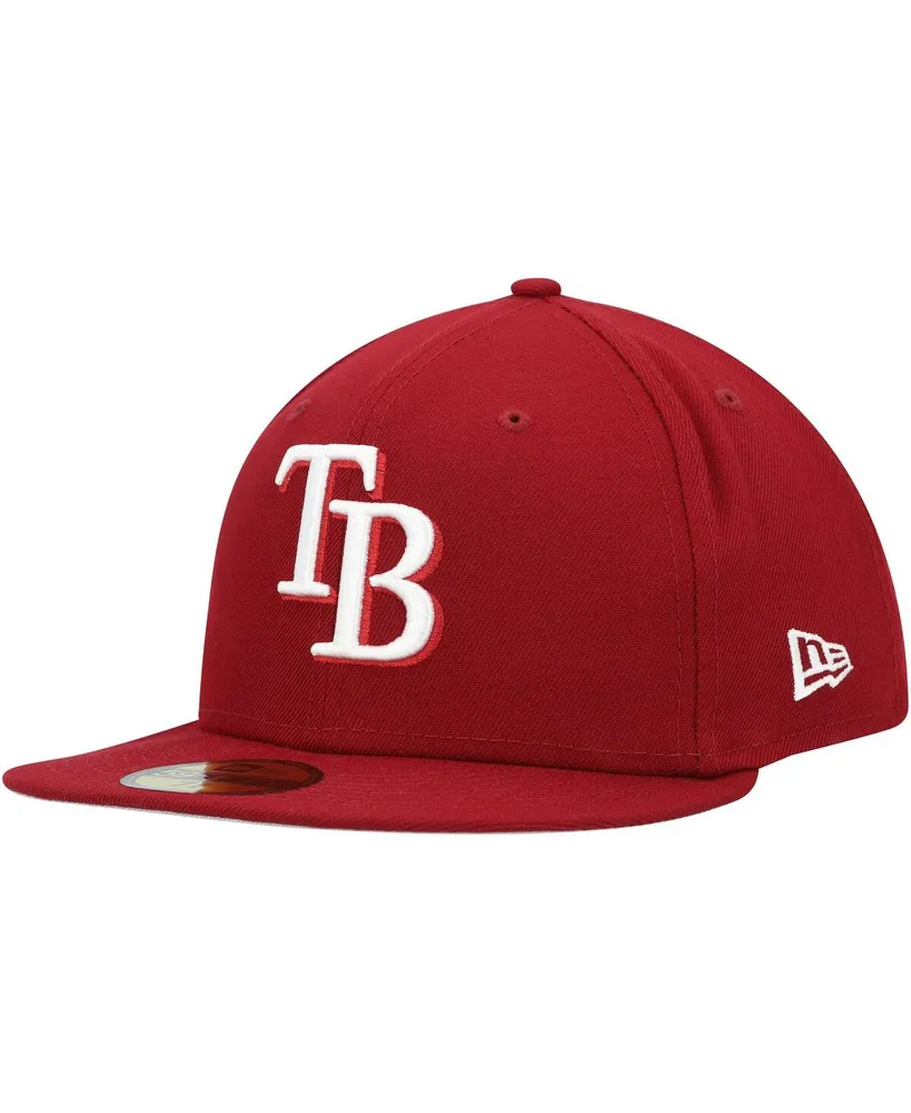 Men's New Era Cardinal Tampa Bay Rays White Logo 59FIFTY Fitted Hat