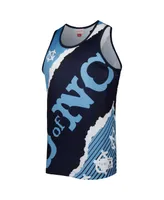 Men's Mitchell & Ness Navy and Carolina Blue North Tar Heels Jumbotron 2.0 Sublimated Tank Top