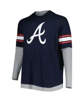 Men's New Era Navy Atlanta Braves Big and Tall Twofer Pullover Hoodie