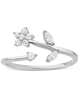 Giani Bernini Cubic Zirconia Flower Bypass Ring Sterling Silver, Created for Macy's