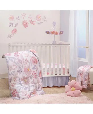 Bedtime Originals Lavender Floral 3-Piece Baby Crib Bedding Set - Pink/Purple