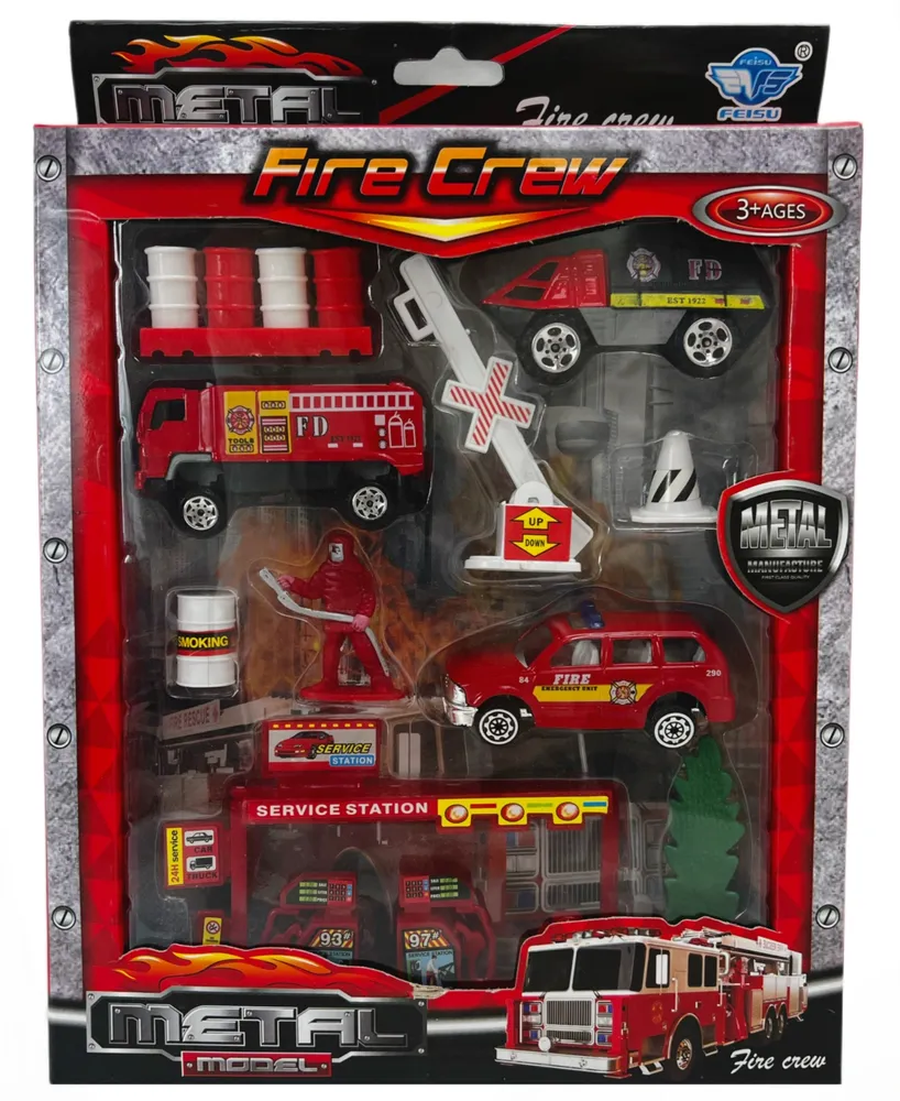 Big Daddy 10 Piece Mini Fire Fighting Trucks and Cars Accessories Playset