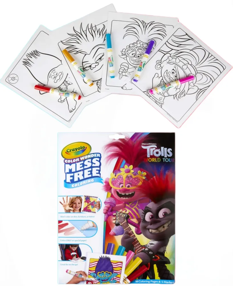 Crayola Color Wonder Trolls 2 World Tour Series 18 Mess Free Coloring Pages Set