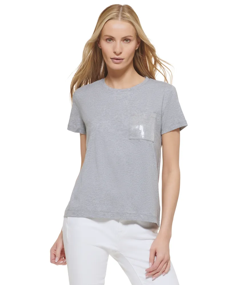 Dkny Short Sleeve Sequin Pocket T-Shirt