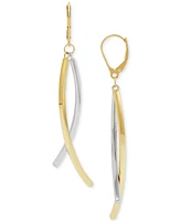 Italian Gold Curved Stick Crossover Drop Earrings in 10k Two-Tone Gold, Created for Macy's