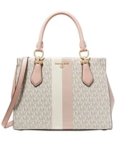 Michael Kors Logo Marilyn Medium Stripe Satchel