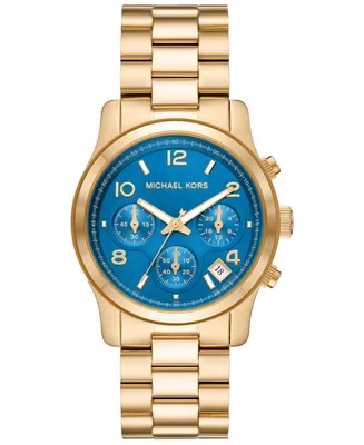 Michael Kors Women's Runway Quartz Chronograph Gold-Tone Stainless Steel Watch 38mm