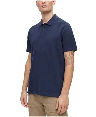 Boss by Hugo Men's Relaxed-Fit Cotton-Blend Waffle Structure Polo Shirt