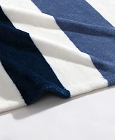 Nautica Awning Stripe Ultra Soft Plush Fleece Blanket
