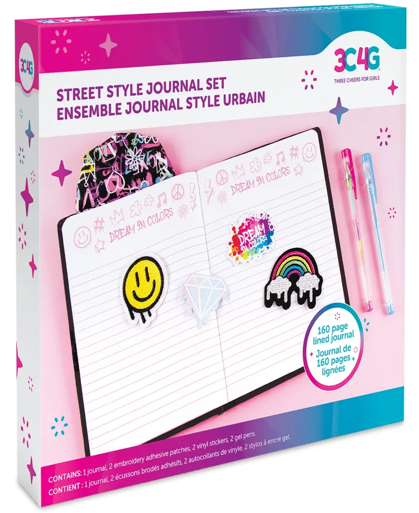 Three Cheers For Girls 3C4G Street Style Journal 7 Piece Set, Make It Real, Teens Tweens Girls, 160 Page Lined Journal, Hoodie Style Cover Diary