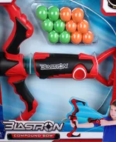 Blastron Nkok Cannonball Blaster Compound Bow 22"L 3844, 12 Lightweight Foam Balls, Toy Shoots upto 20', Children's Blaster, Pump Action Sight