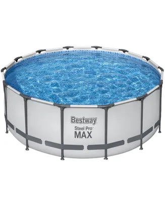 Steel Pro Bestway 14' x 42" Above Ground Pool Set 3440 Gallon, Outdoor Family Pool, Corrosion Puncture Resistant, Filter, Pump, Ladder Cover