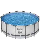 Steel Pro Bestway 14' x 42" Above Ground Pool Set 3440 Gallon, Outdoor Family Pool, Corrosion Puncture Resistant, Filter, Pump, Ladder Cover