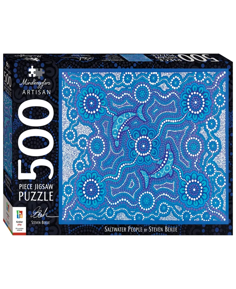 Mindbogglers Artisan 500-Piece Saltwater People Steven Bekue For Adults Deluxe 24 x 18 intricate Puzzles Hobbies Aboriginal Art Traditional Dot Painti