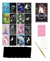 Kaleidoscope Ultimate Etch Art Kit Mythical Creatures Fantasy Etch Art Panels With Unicorns And Dragons Mess-Free Arts And Craft Kits For Adults
